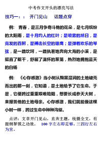 中考作文开头的漂亮写法