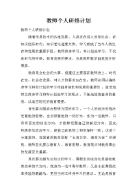 教师个人研修计划