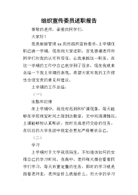 组织宣传委员的述职报告