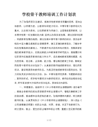 学校骨干教师培训工作计划表