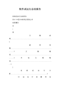 软件试运行总结报告