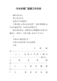 2019污水处理厂监理工作总结