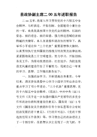 县政协副主席二oo五年的述职报告