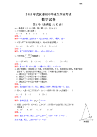 2013年初中数学中考武汉试题解析(1)