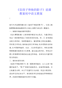 《盲孩子和他的影子》说课教案初中语文教案