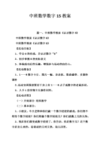 中班数学数字15教案