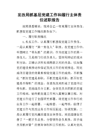 发改局抓基层党建工作和履行主体责任的述职报告