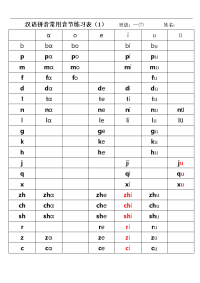 汉语拼音常用音节练习