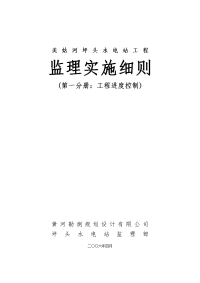 《工程施工土建监理建筑监理资料》美姑河坪头水电站工程进度控制监理实施细则