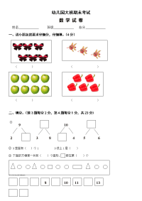 幼儿园大班数学测试卷培训讲学.doc