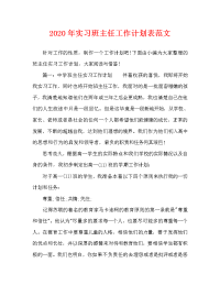 2020年实习班主任工作计划表范文.doc