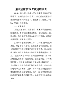 集团监控部某年度述职报告