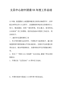 文昌中心初中团委xx年度工作总结