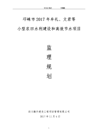 小型农田水利建设和高效节水项目监理实施规划