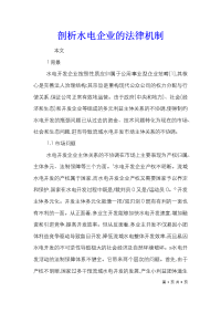 剖析水电企业的法律机制