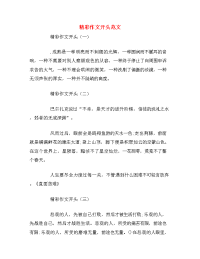精彩作文开头范文.doc