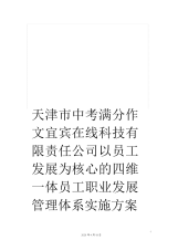 天津市中考满分作文宜宾在线科技有限责任公司以员工发展为核心的四维一体员工职业发展管理体系实施方案模板.docx