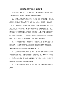 导游工作计划 导游工作计划汇总 精选导游工作计划范文