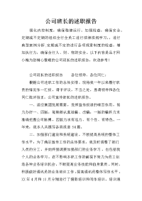 公司班长的述职报告