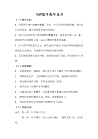 中班数学教学计划（全学期）