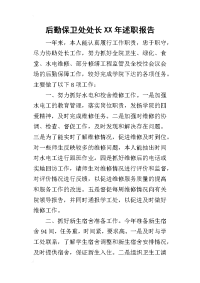 后勤保卫处处长某年述职报告