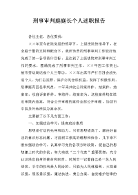 刑事审判庭庭长个人述职报告