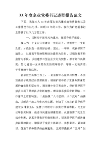 xx年度企业党委书记述职报告范文_1