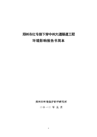 郑州市红专路下穿中州大道隧道工程环境影响报告书简本