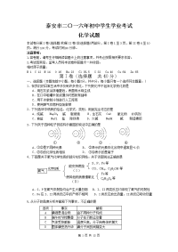 泰安初中化学中考试题及答案