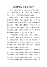 网络管理员述职报告例文