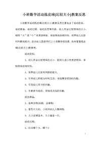 小班数学活动拣皮球(比较大小)教案反思