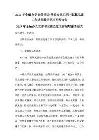 2017年金融办党支部书记+基建办党组织书记抓党建工作述职报告范文两份合集