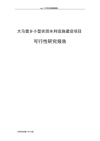 大马营乡小型农田水利设施建设项目可行性研究报告