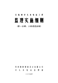 美姑河坪头水电站工程进度控制监理实施细则