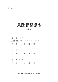 风险管理报告(模板)—风险计划—项目计划