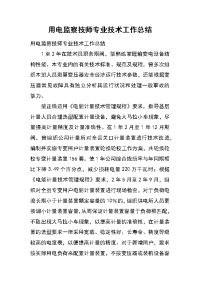 用电监察技师专业技术工作总结