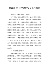 民政局xx年度消防安全工作总结