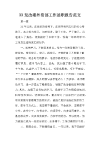 XX发改委外资部工作述职报告范文