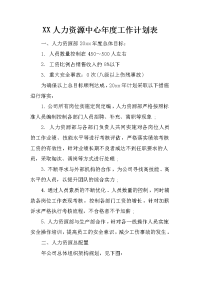 xx人力资源中心年度工作计划表