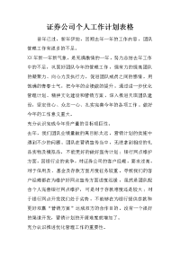 证券公司个人工作计划表格