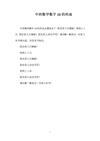 中班数学数字10的形成