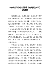 中班数学活动公开课《有趣的夹子》评课稿