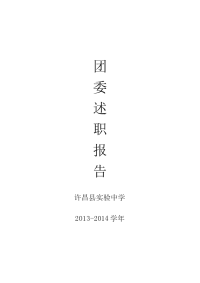 2013-2014年团委述职报告