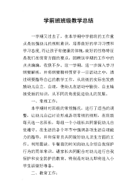 学前班班级教学的总结