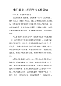 电厂新员工轮岗学习工作总结