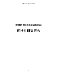 赖氨酸厂废水处理工程项目可行性研究报告