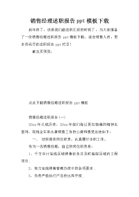 销售经理述职报告ppt模板下载