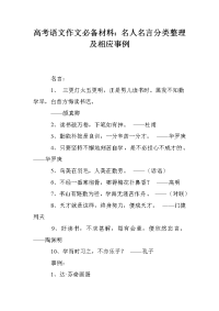 高考语文作文必备材料：名人名言分类整理及相应事例