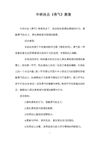 中班社会《勇气》教案