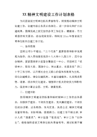 xx精神文明建设工作计划表格